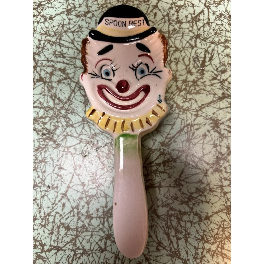 VTG Ceramic Clown Spoon Rest 1950s 1960s Anthropomorphic Circus